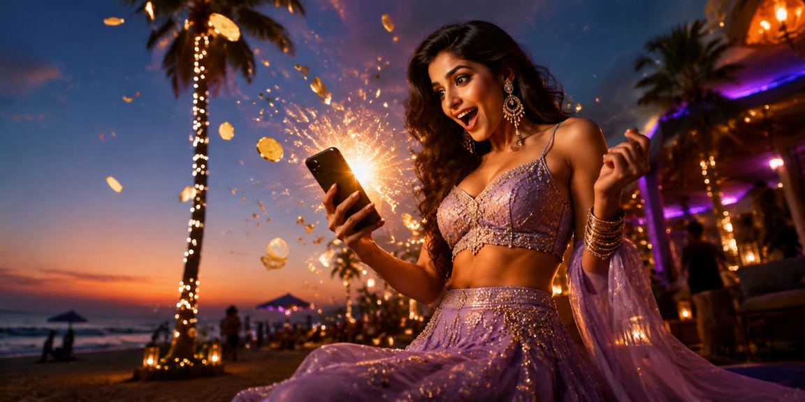 User playing 120u on mobile at Goa beach